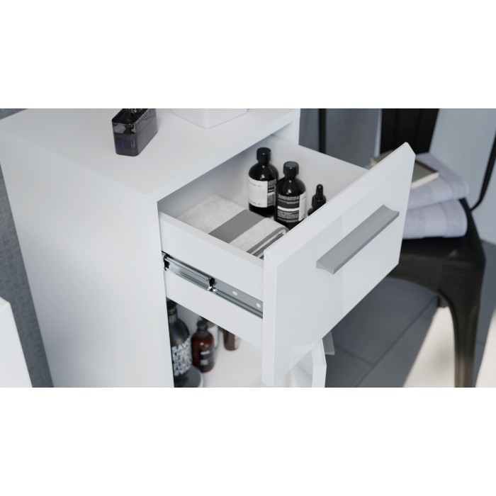 Meuble de rangement salle de bain – Blanc laqué – VICCO