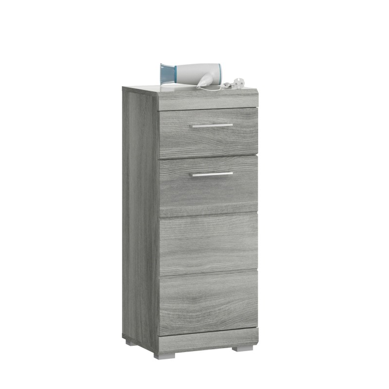 Meuble de rangement 1 porte 1 tiroir coloris chêne cendré – AVENSIO