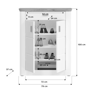 Buffet d'entrée avec 2 portes et 1 tiroir – Blanc Mat – CAMPAGNA