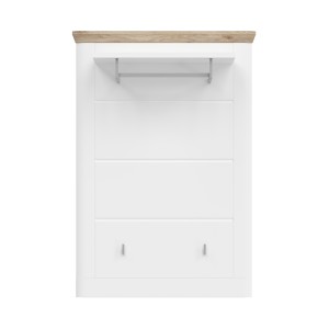 Porte manteau mural CAMPAGNA blanc et chêne – 3 patères et étagère, style campagne