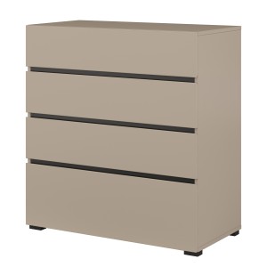 Chambre complète HAVANA beige et noir – Lit 180x200, armoire 4 portes, chevets et commode