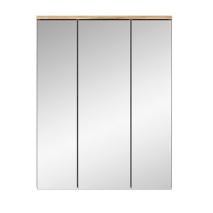 Ensemble salle de bain SELMA gris anthracite et chêne clair – meuble sous vasque, colonne, armoire miroir LED, 2 demi-colonnes