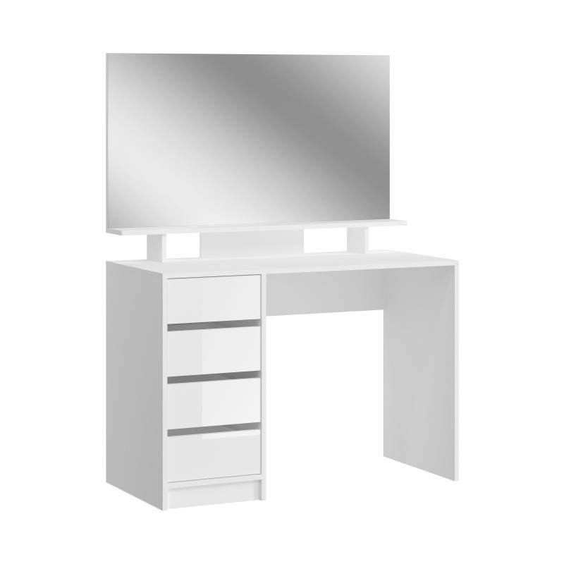 Coiffeuse ESTRELLA blanche avec miroir – 110 cm, 4 tiroirs, style classique