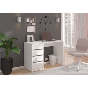 Coiffeuse ESTRELLA blanche sans miroir – 110 cm, 4 tiroirs, style classique