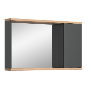 Miroir de salle de bain NOYA gris avec rangement – 130 cm, 2 niches, à suspendre