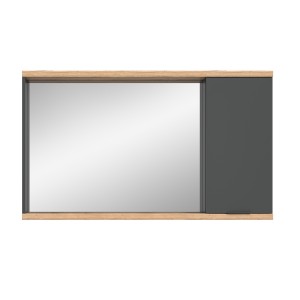 Miroir de salle de bain NOYA gris avec rangement – 130 cm, 2 niches, à suspendre