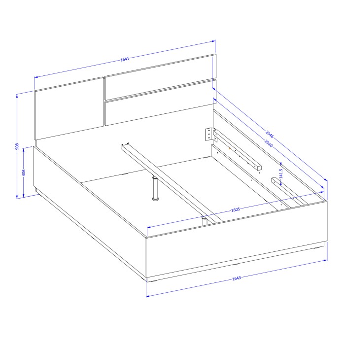 Lit HAVANA 160x200 blanc et noir avec sommier – Design moderne et confort optimisé