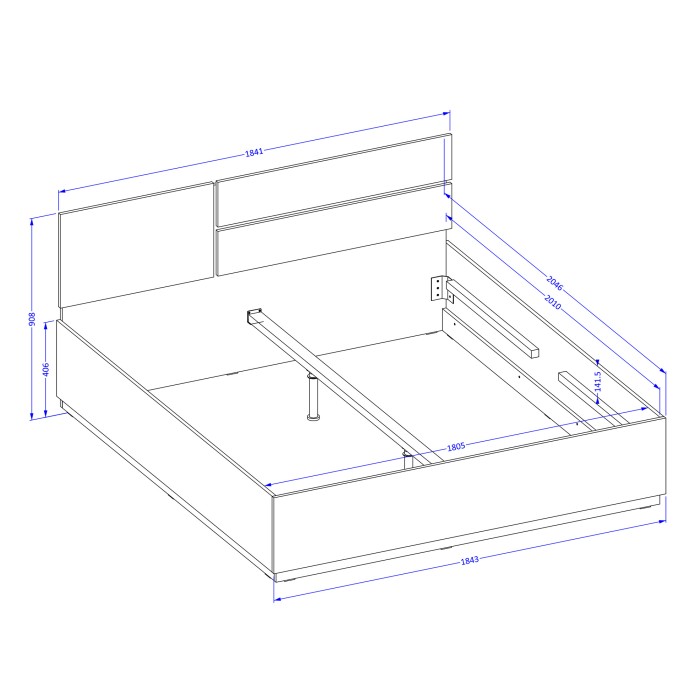 Lit HAVANA 180x200 chêne et noir avec sommier – Style naturel et couchage grand confort