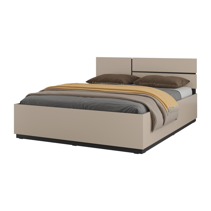 Lit HAVANA 180x200 beige et noir avec sommier – Élégance douce et confort XXL pour votre chambre