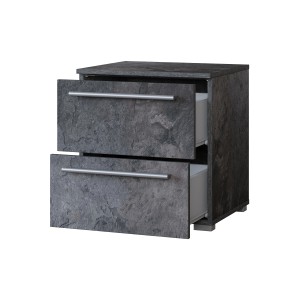 Table de chevet BOMBAY – Ardoise – 2 tiroirs – Éclairage LED multicolore – Design contemporain