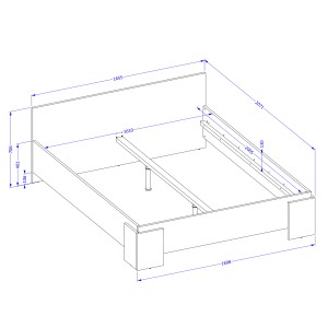 Lit BOMBAY – 160x200 cm – Blanc – Design moderne – Sommier non inclus