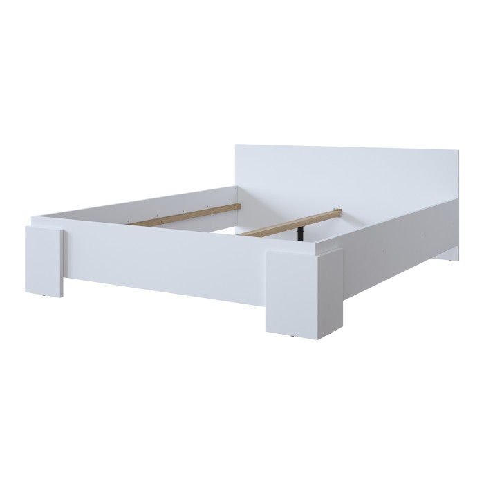 Lit BOMBAY – 180x200 cm – Design blanc – Sommier non inclus – Style contemporain