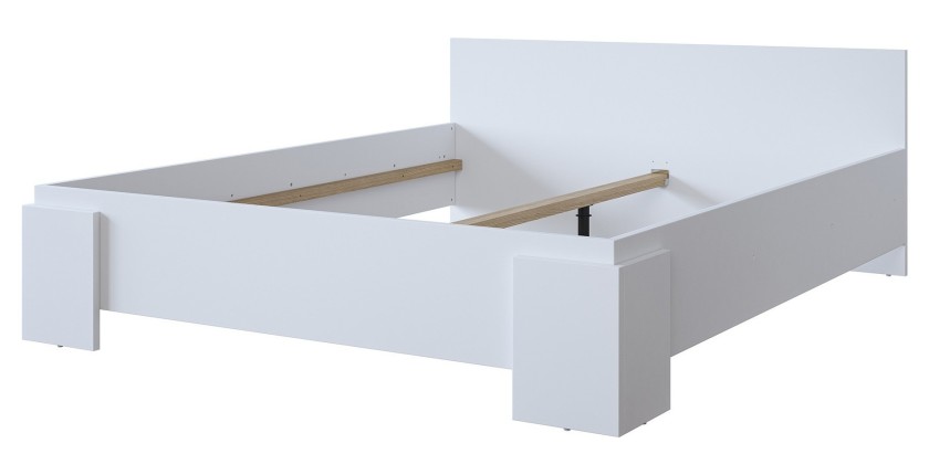 Lit BOMBAY – 180x200 cm – Design blanc – Sommier non inclus – Style contemporain