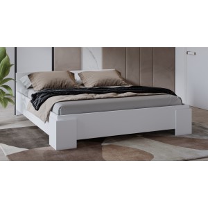 Lit BOMBAY – 180x200 cm – Design blanc – Sommier non inclus – Style contemporain