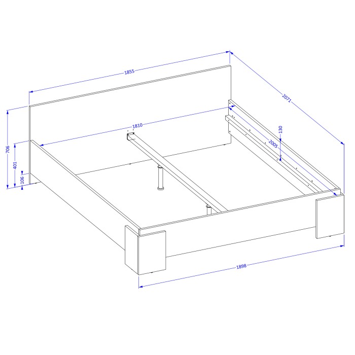 Lit BOMBAY – 180x200 cm – Design blanc – Sommier non inclus – Style contemporain