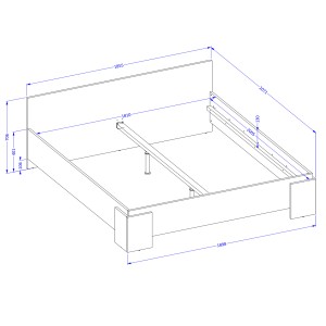 Lit BOMBAY – 180x200 cm – Design blanc – Sommier non inclus – Style contemporain