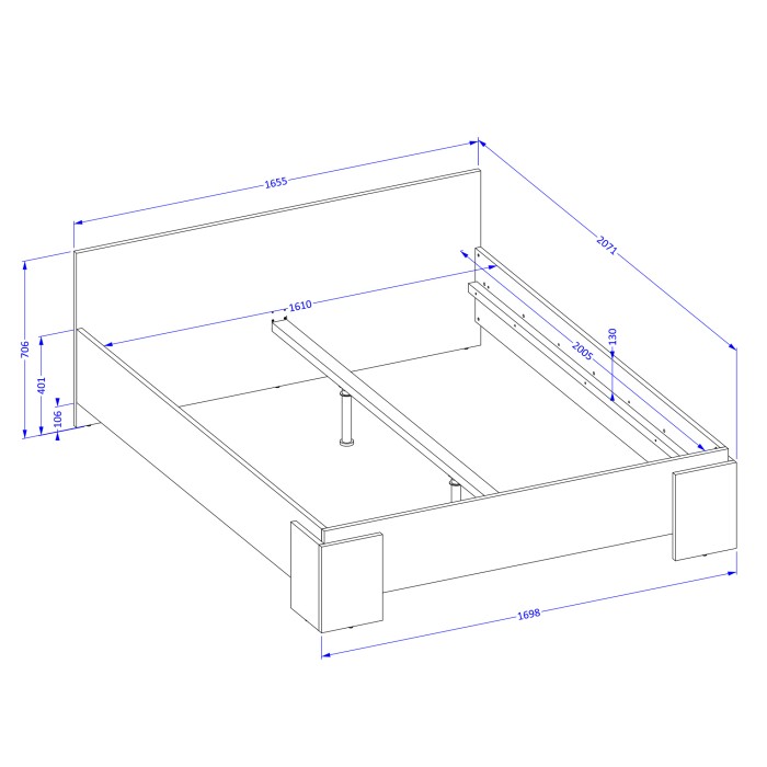 Lit BOMBAY – 160x200 cm – Effet ardoise – Design moderne