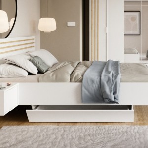 Tiroirs de lit FLORENCE – Lot de 2 – Blanc – Pour lit 160x200 ou 180x200 – Rangement pratique