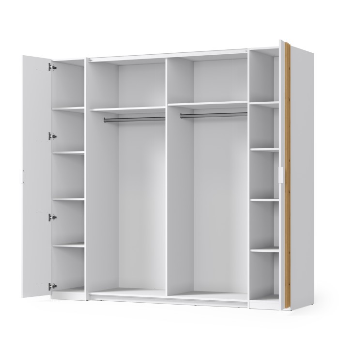 Chambre complète FLORENCE – Lit 160x200 + sommier + tiroirs + armoire + commode – Blanc et chêne