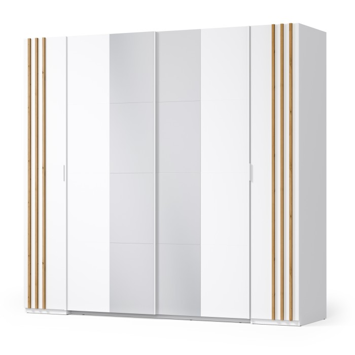 Chambre complète FLORENCE – Lit 160x200 + sommier + tiroirs + armoire + commode – Blanc et chêne