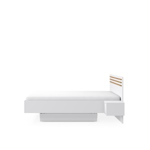 Chambre complète FLORENCE – Lit 180x200 + sommier + tiroirs + armoire + commode – Blanc et chêne