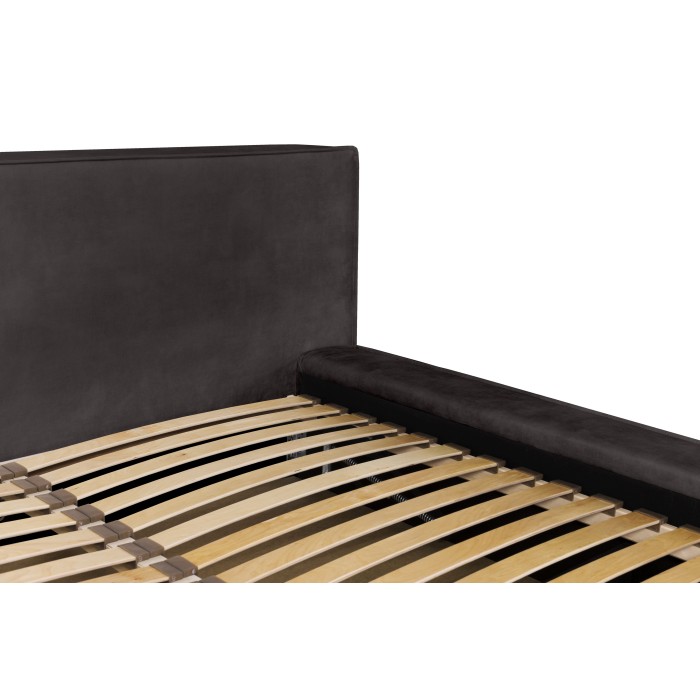 Lit coffre DENALI – Gris anthracite – 140x200 cm – Tissu velours doux – Rangement intégré – Confort haut de gamme