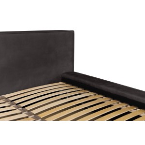 Lit coffre DENALI – Gris anthracite – 140x200 cm – Tissu velours doux – Rangement intégré – Confort haut de gamme