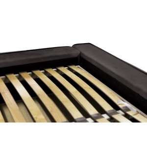 Lit coffre DENALI – Gris anthracite – 140x200 cm – Tissu velours doux – Rangement intégré – Confort haut de gamme