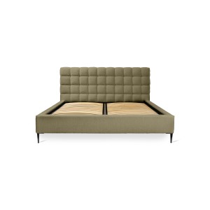 Lit MILLIO – Olive – 180x200 cm – Tissu chenille bouclé – Sommier inclus – Confort hôtel 5 étoiles