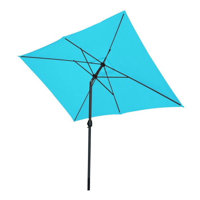 L’indispensable été : Parasol inclinable turquoise + housse anti-UV + pieds en ciment 25Kg