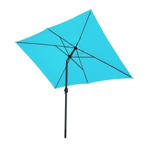 L’indispensable été : Parasol inclinable turquoise + housse anti-UV + pieds en ciment 25Kg