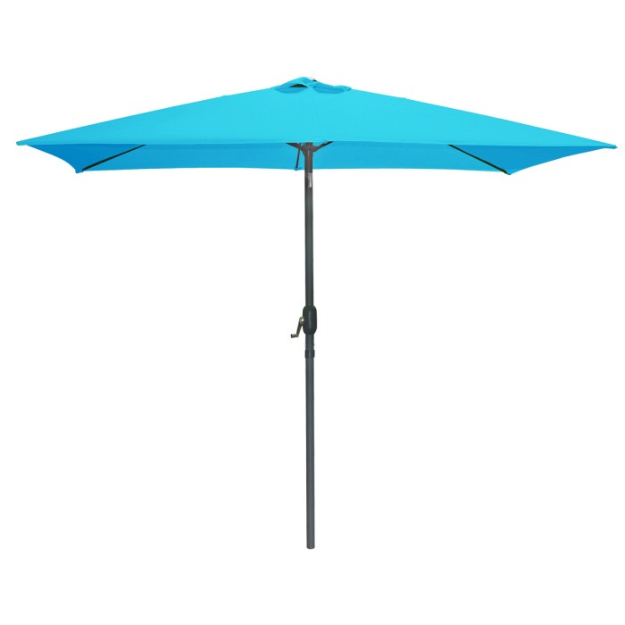 L’indispensable été : Parasol inclinable turquoise + housse anti-UV + pieds en ciment 25Kg