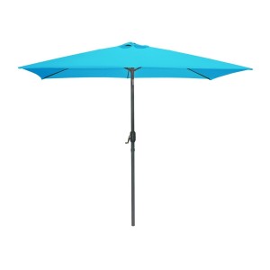 L’indispensable été : Parasol inclinable turquoise + housse anti-UV + pieds en ciment 25Kg