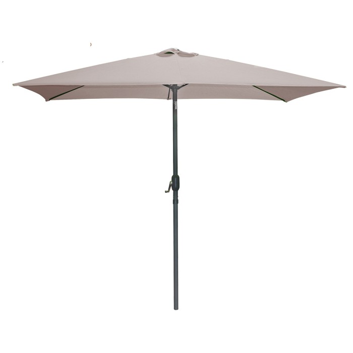 L’indispensable été : Parasol inclinable coloris taupe + housse anti-UV + pieds en ciment 25Kg