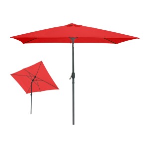 L’indispensable été : Parasol inclinable rouge + housse anti-UV + pieds en ciment 25Kg