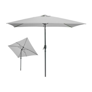 L’indispensable été : Parasol inclinable coloris gris clair + housse anti-UV + pieds en ciment 25Kg