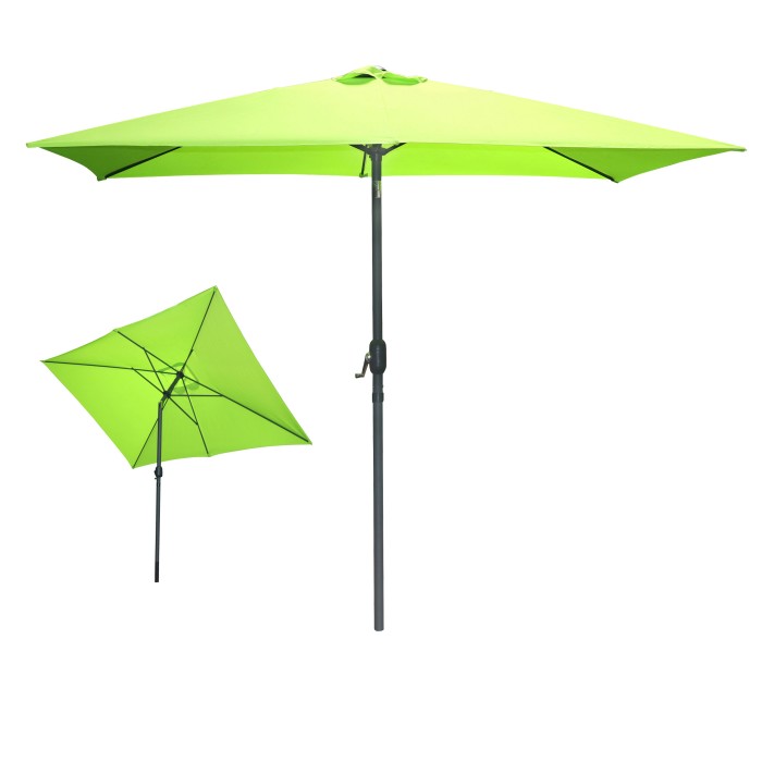 L’indispensable été : Parasol inclinable vert pomme + housse anti-UV + pieds en ciment 25Kg