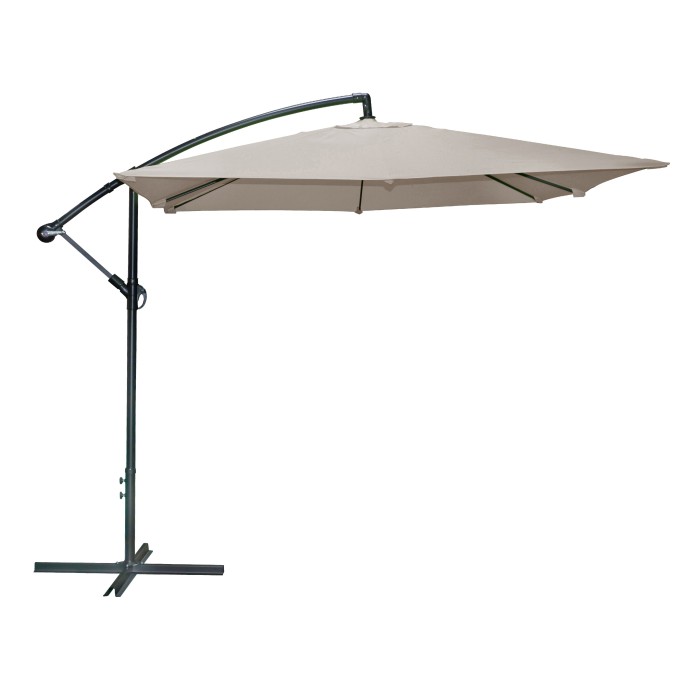 Pack parasol déporté taupe + dalle béton – Élégance, ombre XXL et stabilité assurée