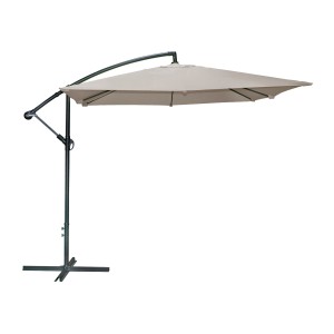 Pack parasol déporté taupe + dalle béton – Élégance, ombre XXL et stabilité assurée