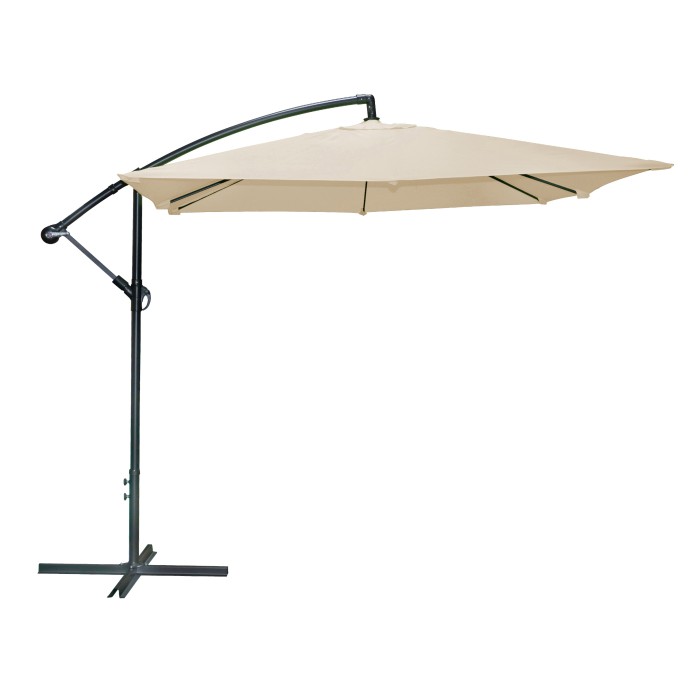 Pack parasol déporté beige + dalle béton – Élégance, ombre XXL et stabilité assurée