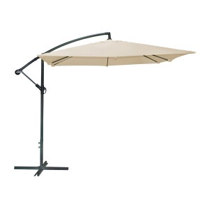 Pack parasol déporté beige + dalle béton – Élégance, ombre XXL et stabilité assurée