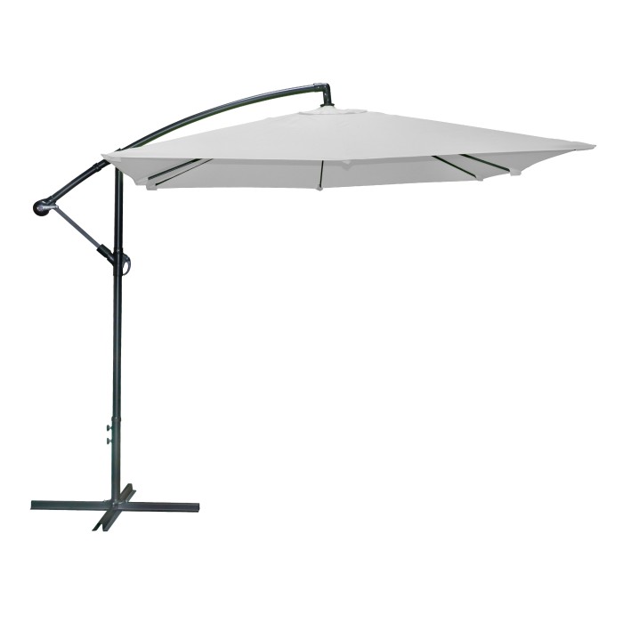 Pack parasol déporté gris clair + dalle béton – Élégance, ombre XXL et stabilité assurée