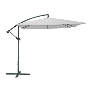 Pack parasol déporté gris clair + dalle béton – Élégance, ombre XXL et stabilité assurée