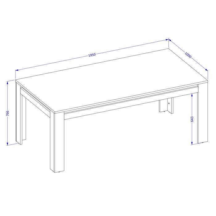 Table de salle à manger 8 personnes MEUNIER – Chêne & noir Mat, 195×77×100 cm