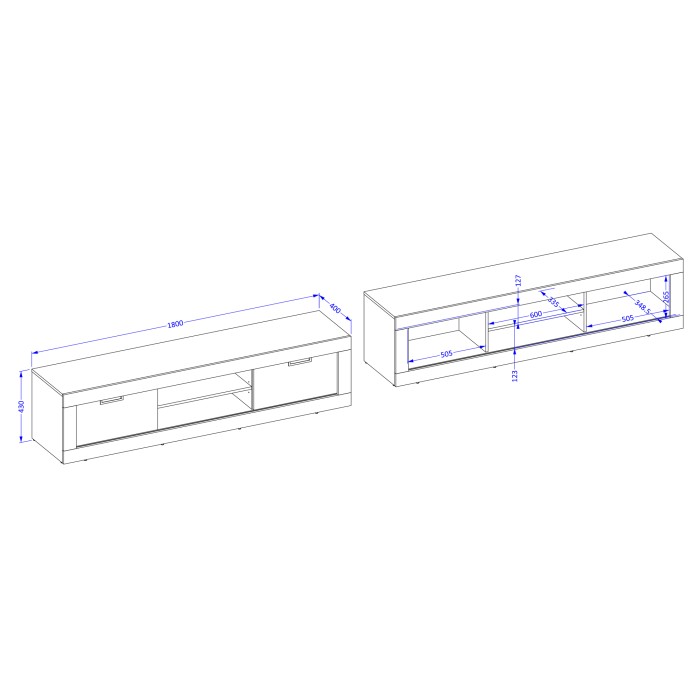 Pack Salon Loft MEUNIER – Meuble TV, buffet & table basse en Chêne Samdal & Noir Mat