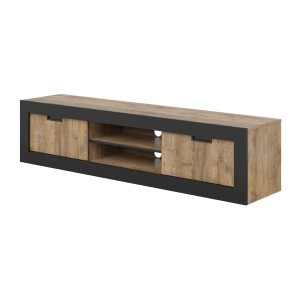 Pack Salon Loft MEUNIER – Meuble TV, buffet & table basse en Chêne Samdal & Noir Mat