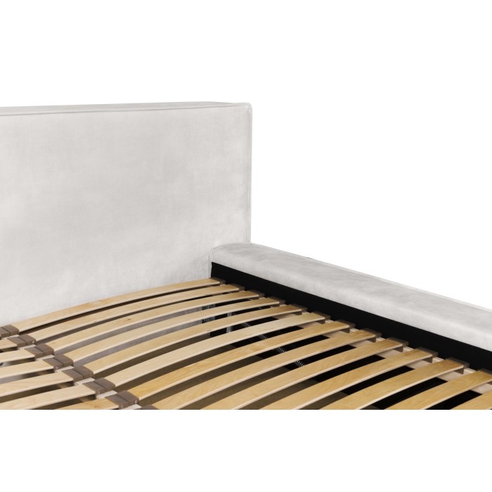 Lit coffre DENALI – Sable – 180x200 cm – Tissu velours doux – Sommier relevable – Rangement intégré 