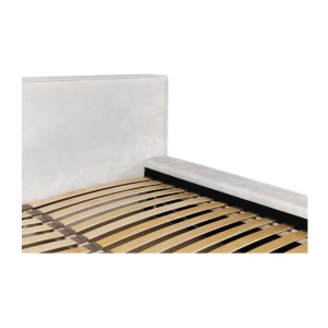 Lit coffre DENALI – Sable – 140x200 cm – Tissu velours doux – Sommier relevable – Rangement intégré 