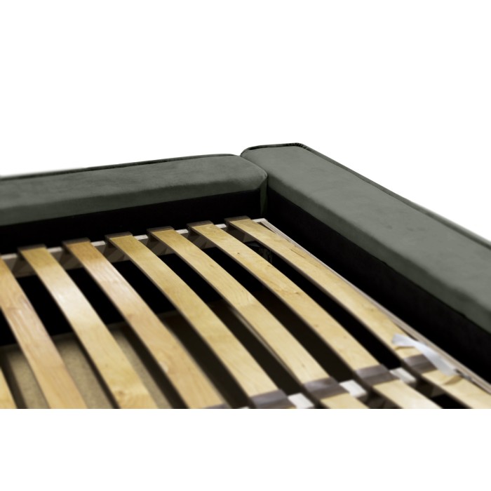 Lit coffre DENALI – Vert sapin – 160x200 cm – Tissu velours doux – Sommier relevable – Rangement intégré 