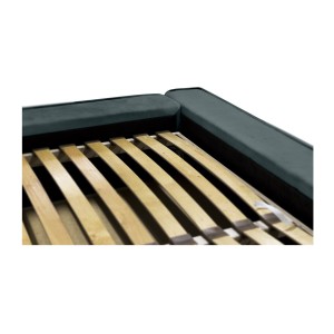 Lit coffre DENALI – Vert émeraude – 160x200 cm – Tissu velours doux – Sommier relevable – Rangement intégré 